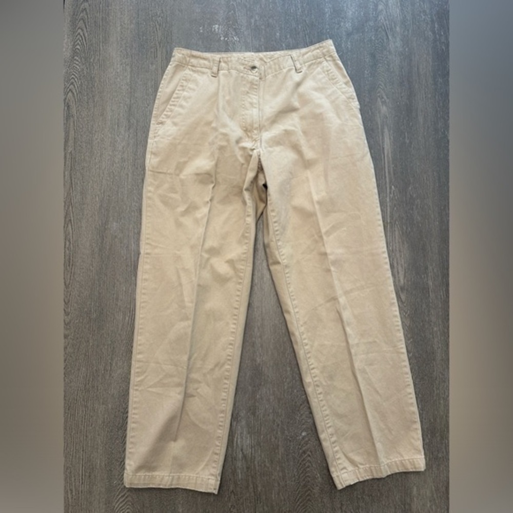 LL BEAN KHAKI CROPPED PLEATED PANTS - Size 10 Petite SKU:184